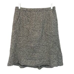 Magaschoni Silk Wool Tweed A-Line Knee Length Skirt Size 2 Black White Italy
